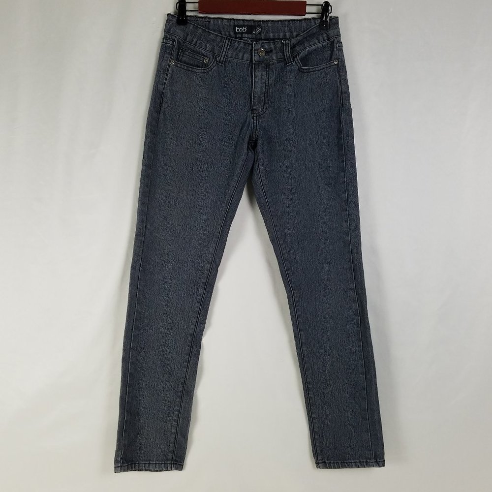 BQB Jeans Juniors Size 9 Low Rise Womens Skinny Leg Charcoal Wash Black Denim